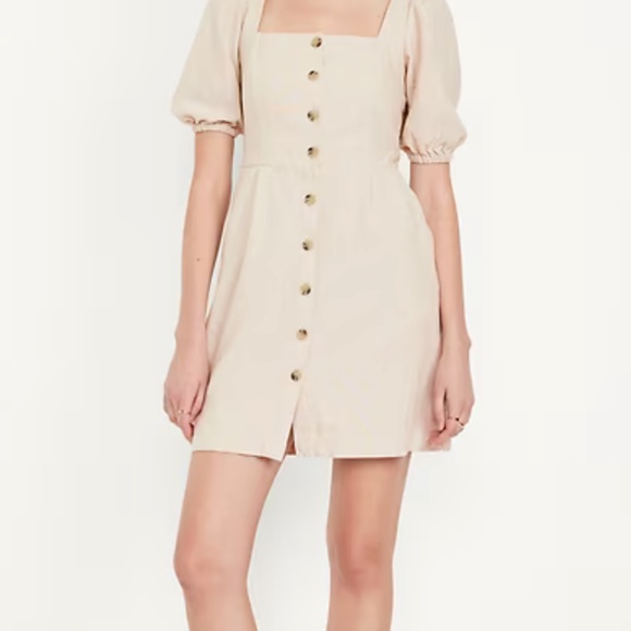 Old Navy Puff-Sleeve Linen-Blend Mini Dress, size L - Picture 8 of 9